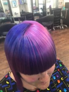 Vibrant purple pink haircolour