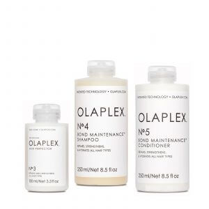 Olaplex 3 4 5 bundle deal with no 3 hair perfector 100ml no 4 shampoo 250ml no 5 bond maintenance conditioner 250ml trio pack save 15% off RRP