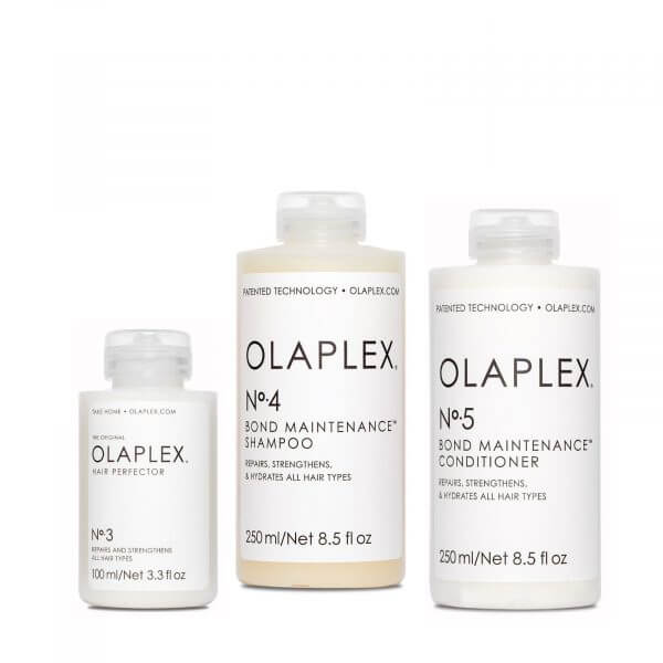 Olaplex 3 4 5 bundle deal with no 3 hair perfector 100ml no 4 shampoo 250ml no 5 bond maintenance conditioner 250ml trio pack save 15% off RRP