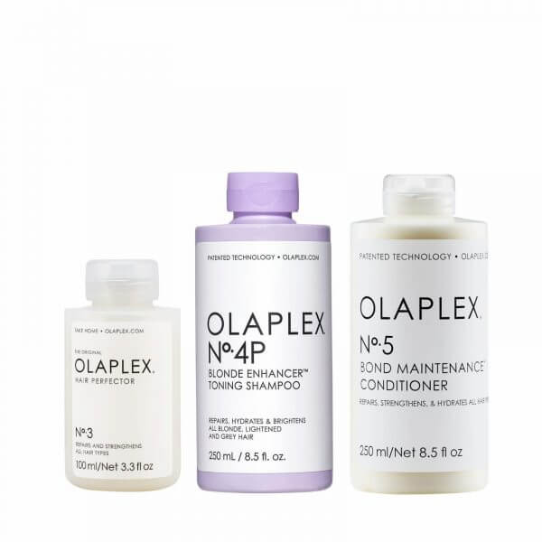 Olaplex no3 hair perfector no4p blonde enhancer shampoo 250ml no5 bond maintenance conditioner 250ml trio pack save 15% off RRP