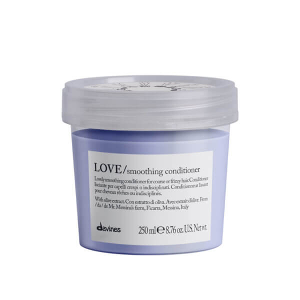 Davines Love Smoothing Conditioner 250ml travel size in Davines Plastic Neutral Packaging which is also designed to minimise any product waste