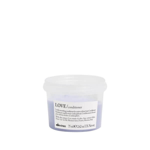 Davines Love Smoothing Conditioner 75ml travel size in Davines Plastic Neutral Packaging which is also designed to minimise any product waste