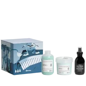 Davines Minu Christmas Gift Set Box 2026 with Minu shampoo, conditioner and oi all in one milk