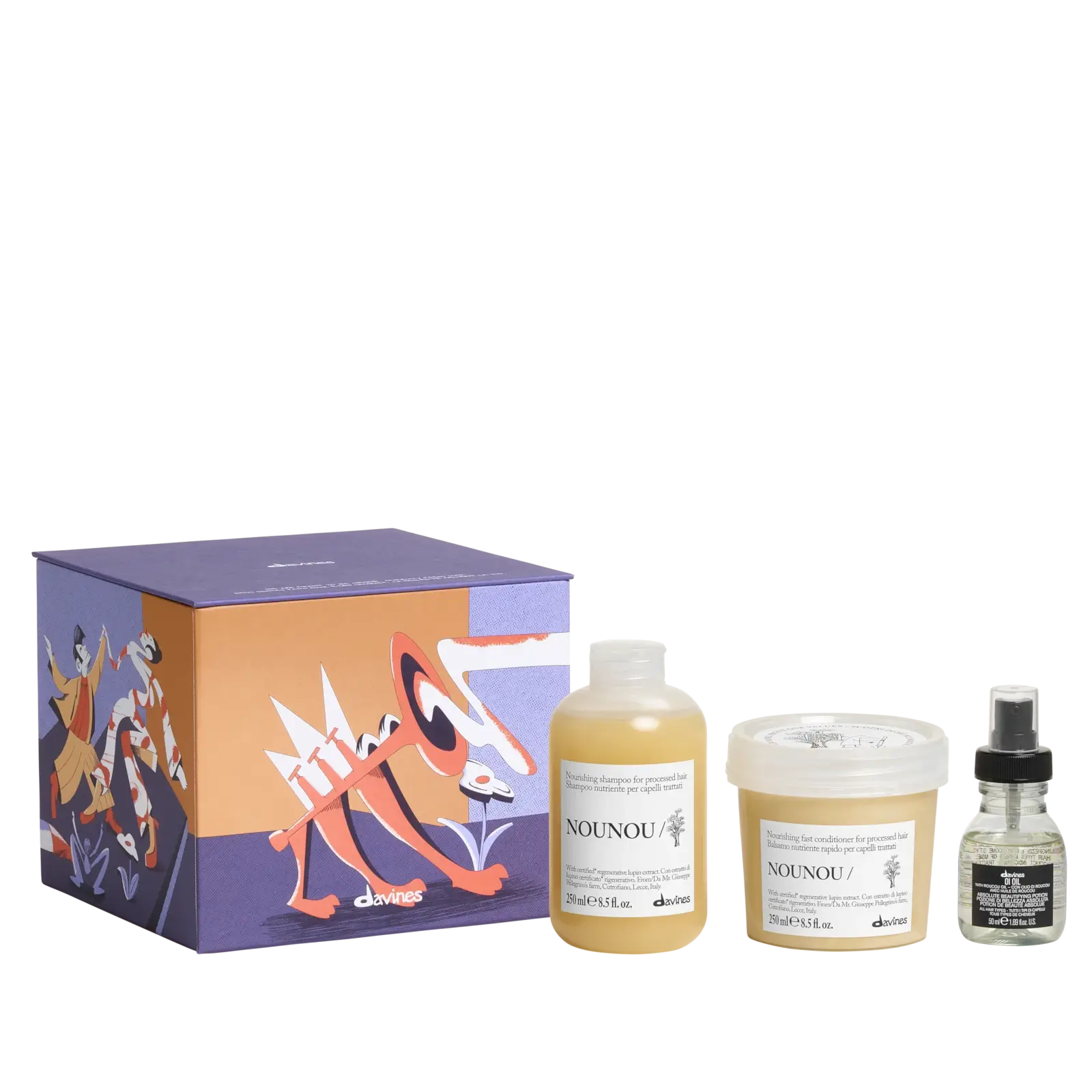Davines Nounou christmas gift set box 2026 with nounou shampoo, conditioner and oi oil
