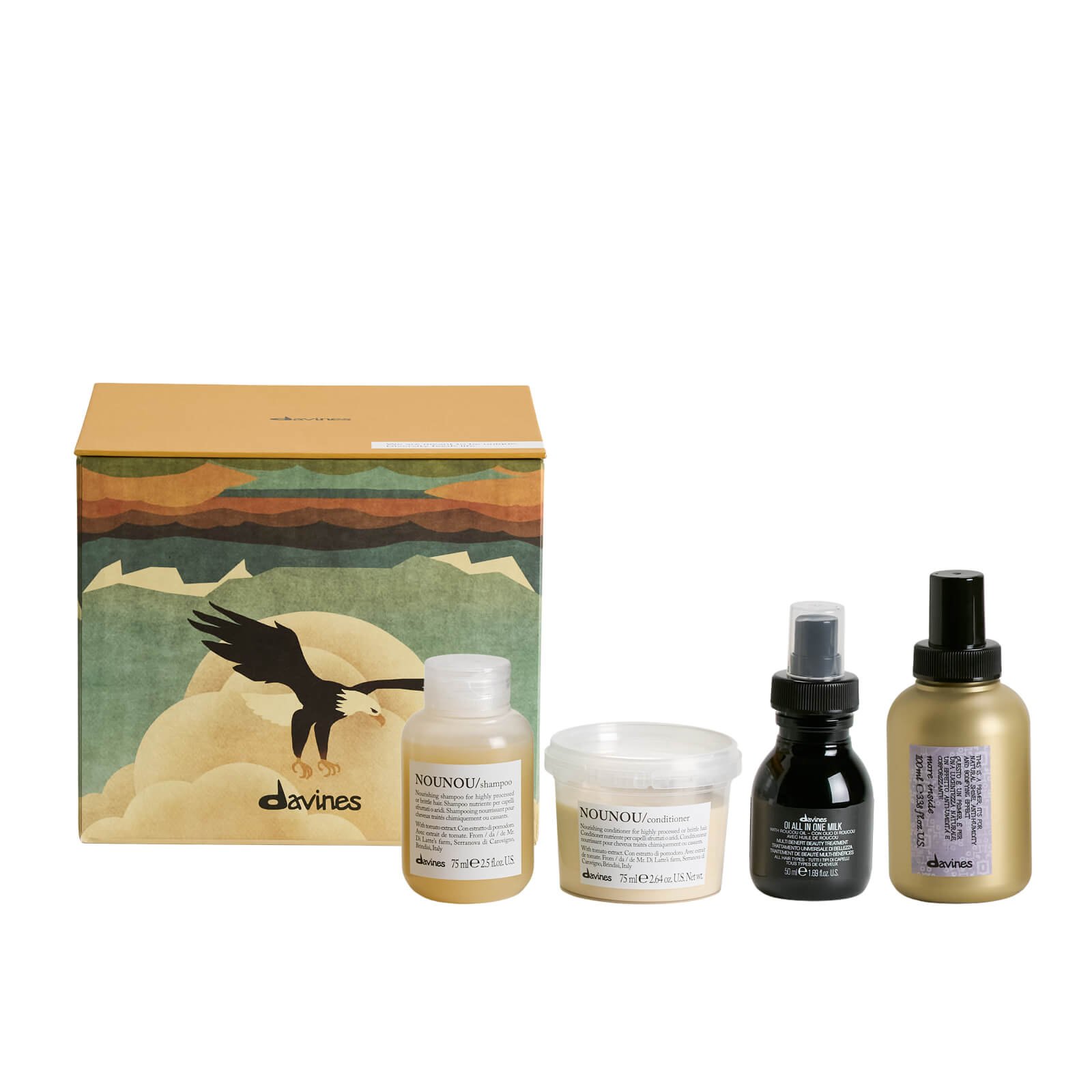 Davines Nounou travel size christmas gift set box 2025 with nounou shampoo, conditioner, Oi all in one milk & more inside this is a primer