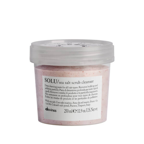 Davines Solu Sea Salt Scrub 250ml for scalp exfoliating and cleansing in Davines Plastic Neutral Packaging