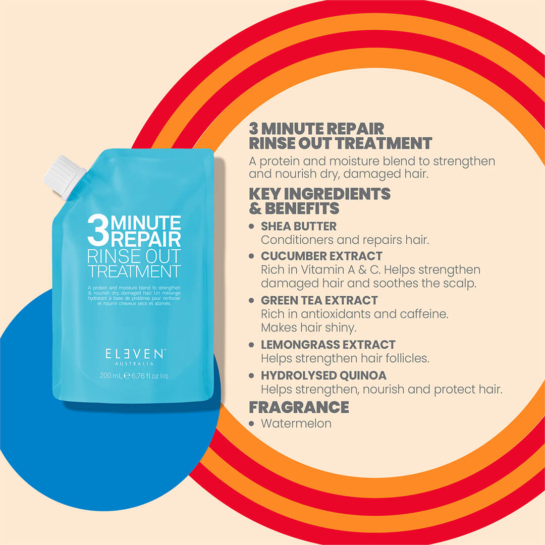 Eleven Australia 3 minute repair rinse out treatment ingredients and benefits