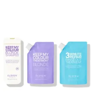 Eleven Australia blonde trio pack with keep my colour blonde shampoo, treatment and 3 minute repair treatment