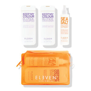 Eleven Australia blonde trio Christmas gift set 2023 with Keep My Colour Blonde Shampoo, Conditioner and Sea Salt Texture Spray