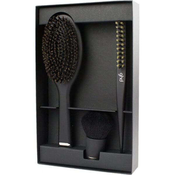 ghd dressing kit natural bristle wooden handle brushes in display box