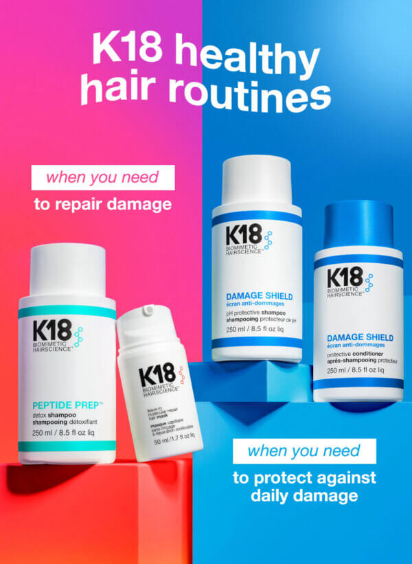 K18 healthy hair routines when to use peptide prep and damage shield
