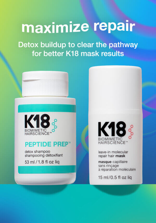 k18 peptide prep detox shampoo and k18 hair mask