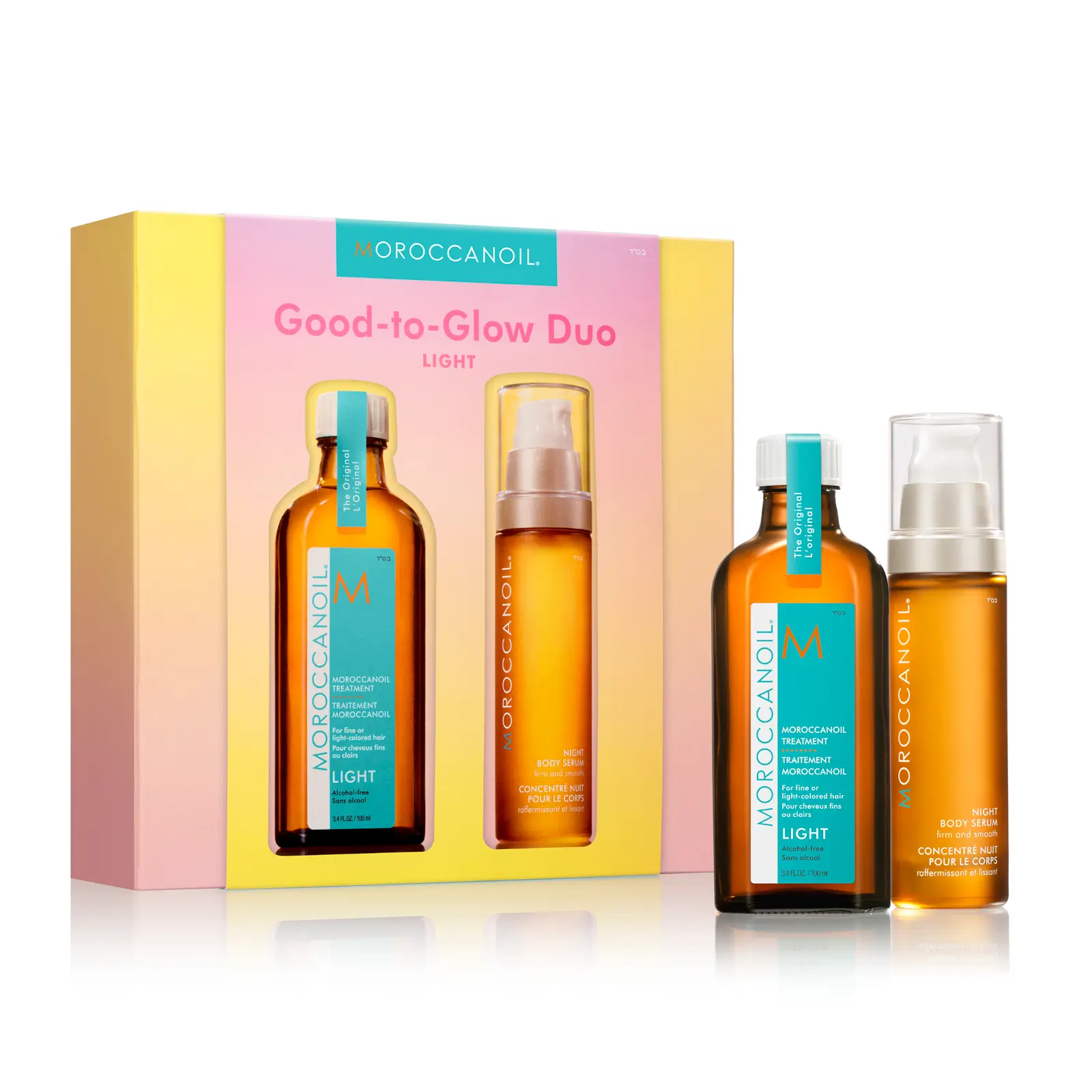 moroccanoil good to glow duo Light with 100ml Light Treatment and Night Body Serum 50ml