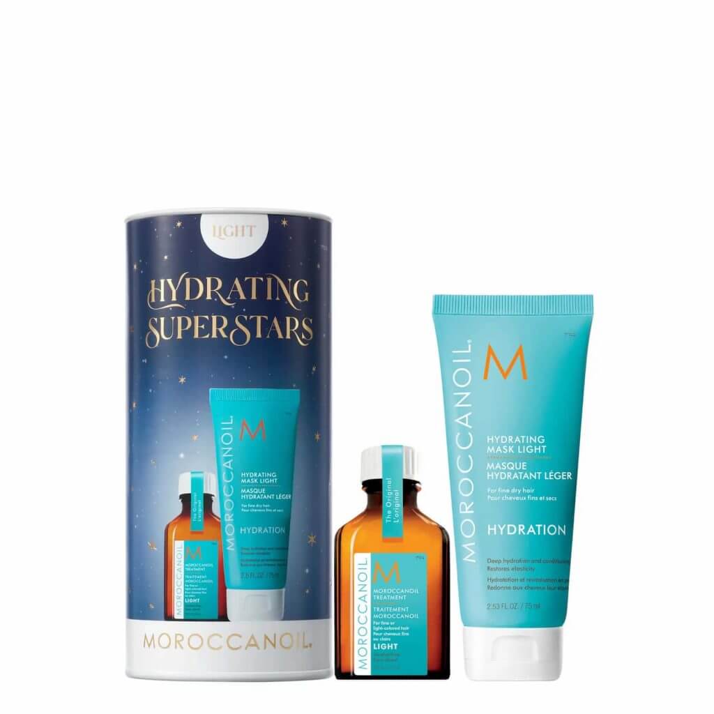 Moroccanoil Hydrating Superstars Light Oil fine Hair Gift Set with 25ml treatment oil and Hydrating Mask Light 75ml