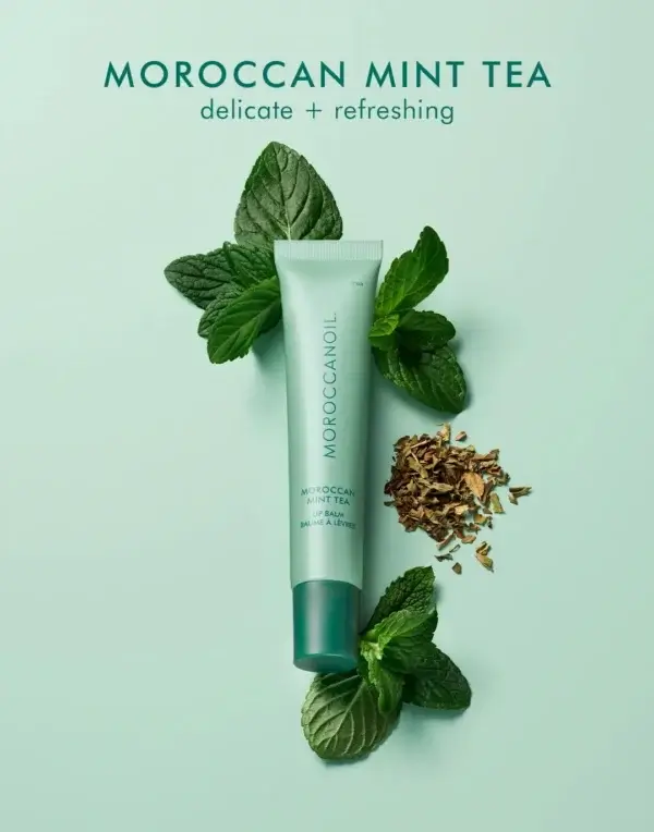 moroccanoil lip balm mint tea image of ingredients