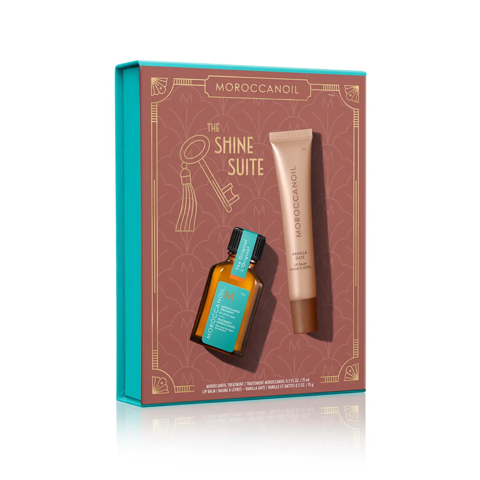 Moroccanoil The Shine Suite Regular travel size treatment oil and Vanilla Date Lip Balm Gift set 2026