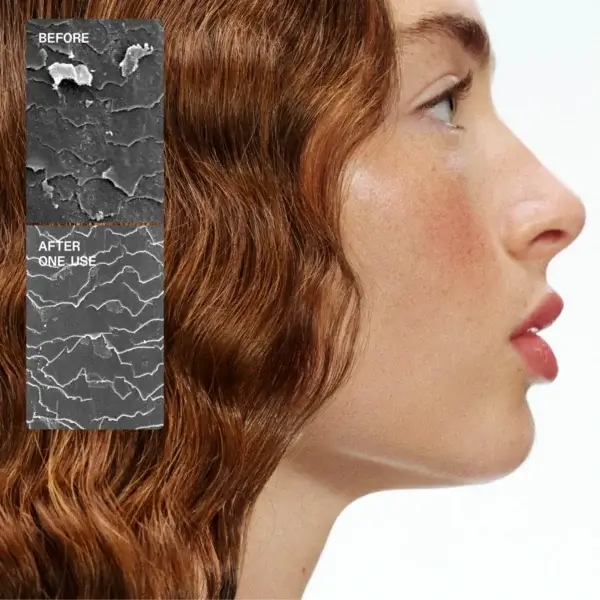 microscope images of wavy hair before and after using Olaplex no 3 plus