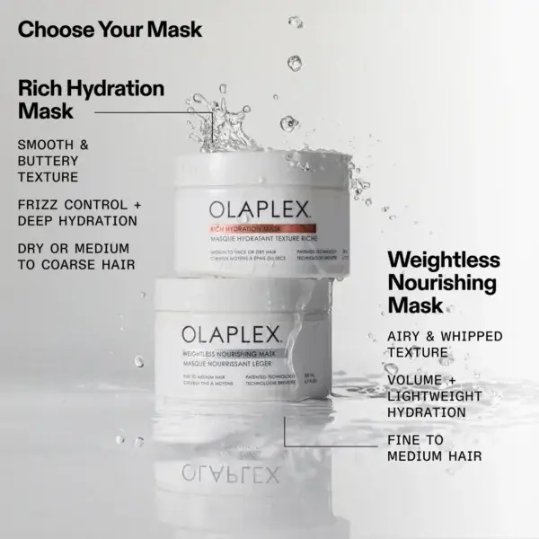 How to choose between olaplex rich hydration mask and weightless nourishing mask