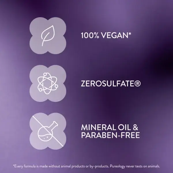 Pureology 100% vegan, zero sulphate, mineral oil and paraben free