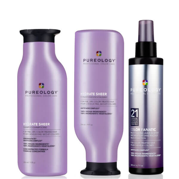 Pureology Hydrate Sheer Shampoo conditioner 266ml and Colour Fanatic trio of products