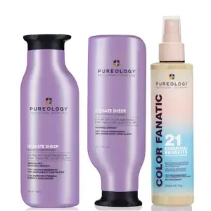 Pureology Hydrate Sheer Shampoo Conditioner & Colour Fanatic Spray Trio Pack