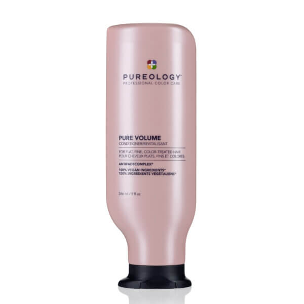Pureology pure volume conditioner 266ml front of bottle. For fine flat colour treated hair
