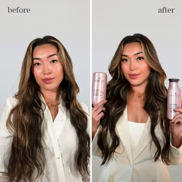 Before and after using Pureology Pure volume gift set