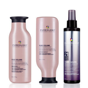 pureology hydrate shampoo and conditioner in 266ml size and colour fanatic leave-in treatment spray trio pack