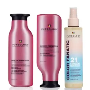 Pureology Smooth Perfection Shampoo Conditioner & Colour Fanatic Spray Trio Pack