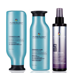 Pureology Strength Cure Shampoo conditioner Colour Fanatic Treatment trio bundle offer
