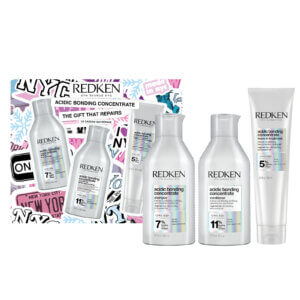 Redken Acidic Bonding Concentrate Christmas Gift Set 2025 with shampoo, conditioner and acidic perfecting concentrate leave in treatment