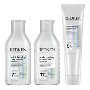 Redken Acidic Bonding Concentrate shampoo conditioner leave in treatment Trio Pack