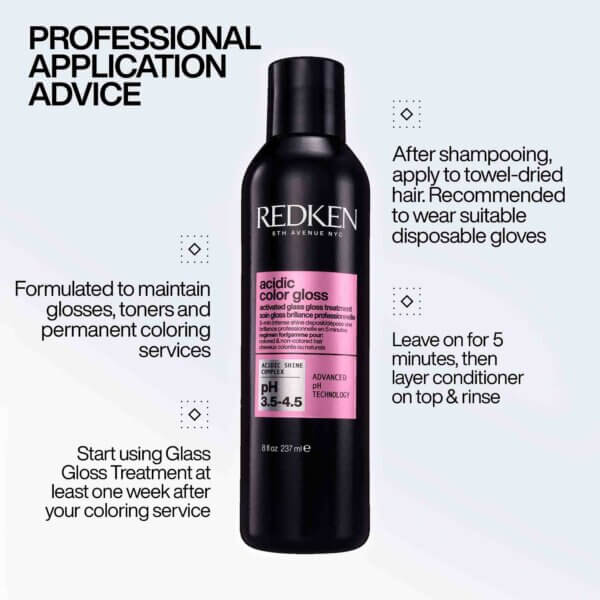 Redken Acidic Colour Gloss Activated Glass Gloss Treatment professional application advice