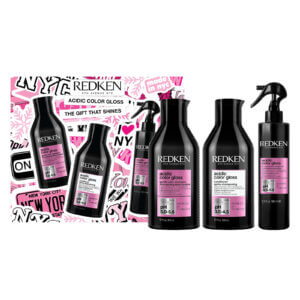 Redken acidic colour gloss Christmas 2025 gift set containing acidic colour gloss shampoo, conditioner and heat protection treatment