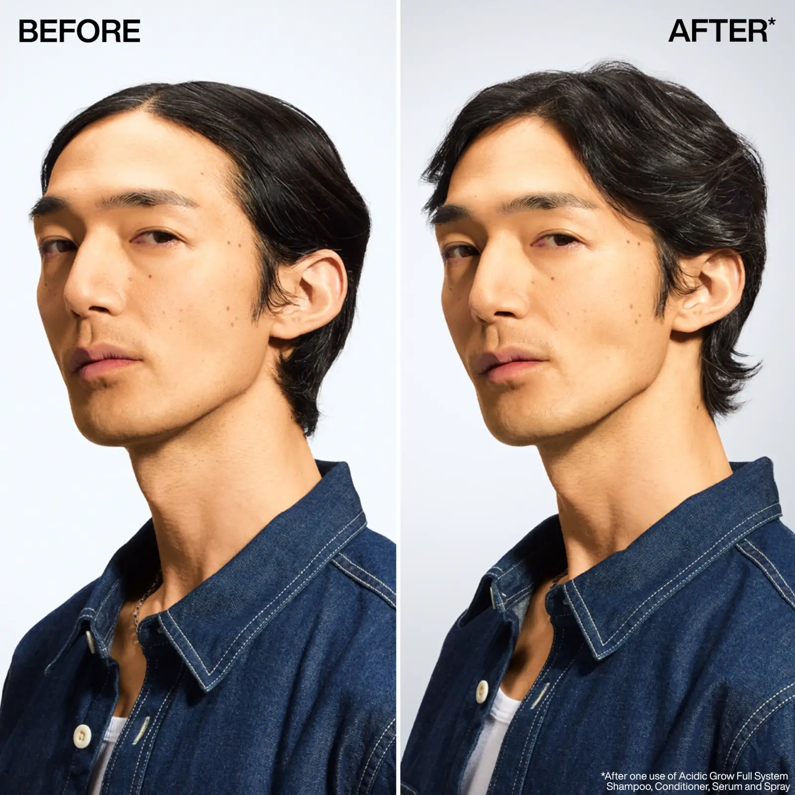 Male Before and After using Redken Acidic Grow Full System
