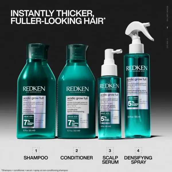 Redken Acidic Grow Full System Shampoo Conditioner, Scalp Serum, Densify Spray