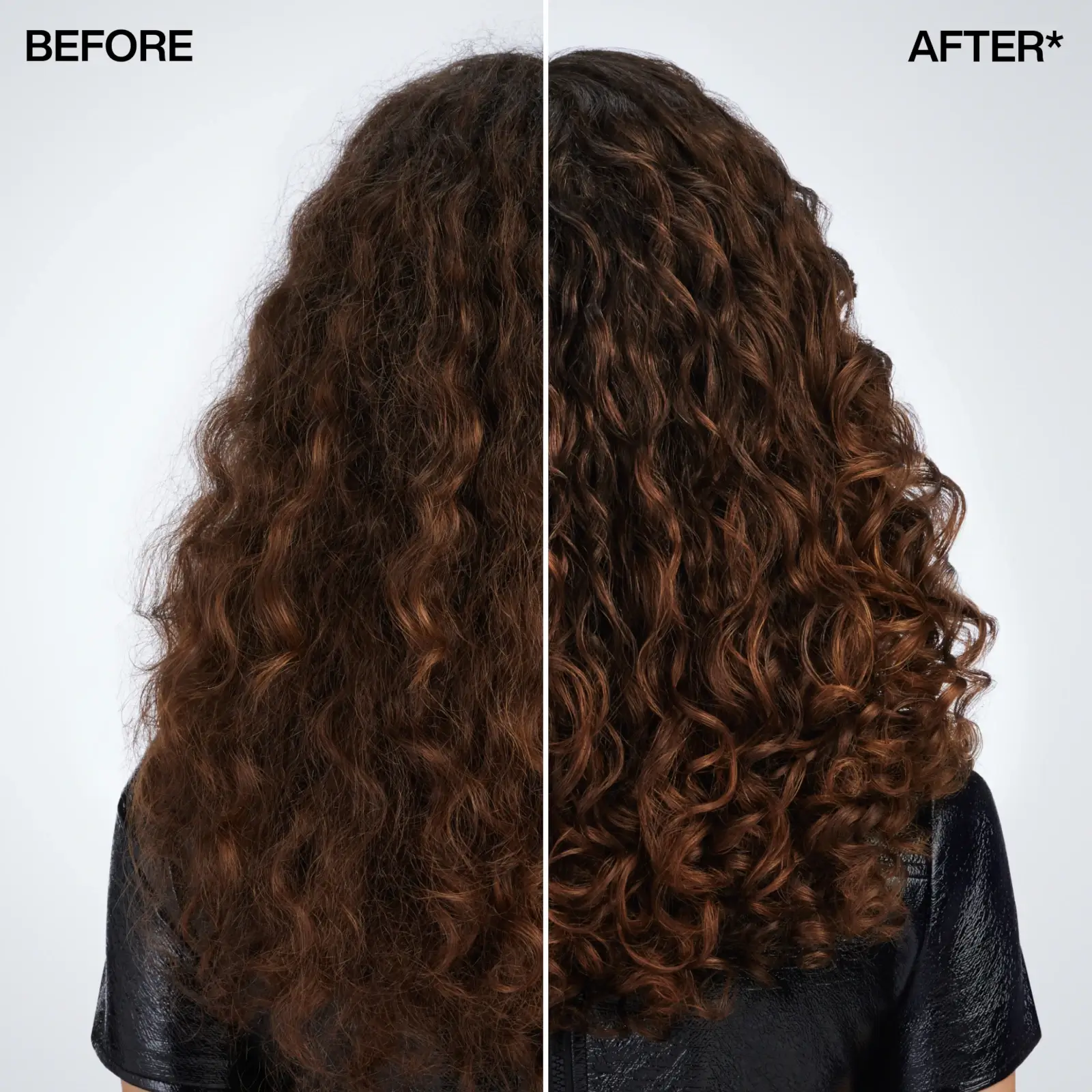 brunette wavy curly hair before and after using Redken all soft Argan-6 oil
