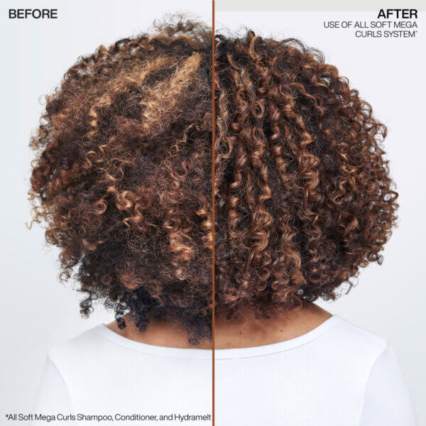 Redken all soft mega curls hydramelt leave-in conditioner image showing type 4 coily hair before and after use