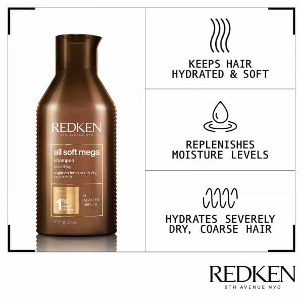 Summary of the 3 main benefits of redken all soft mega shampoo