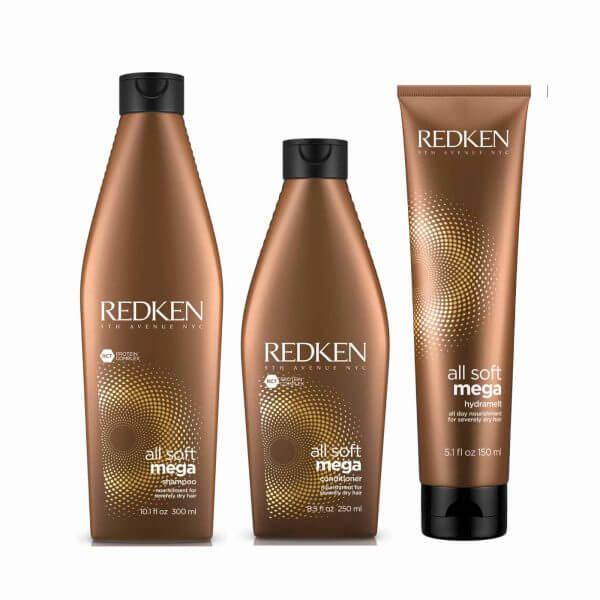 Redken All Soft Mega Shampoo 300ml Conditioner 250ml & Hydramelt 150ml trio bundle offer