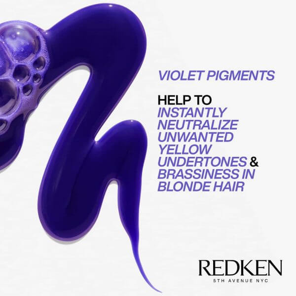 a small pool of redken blondage shampoo showing violet pigment